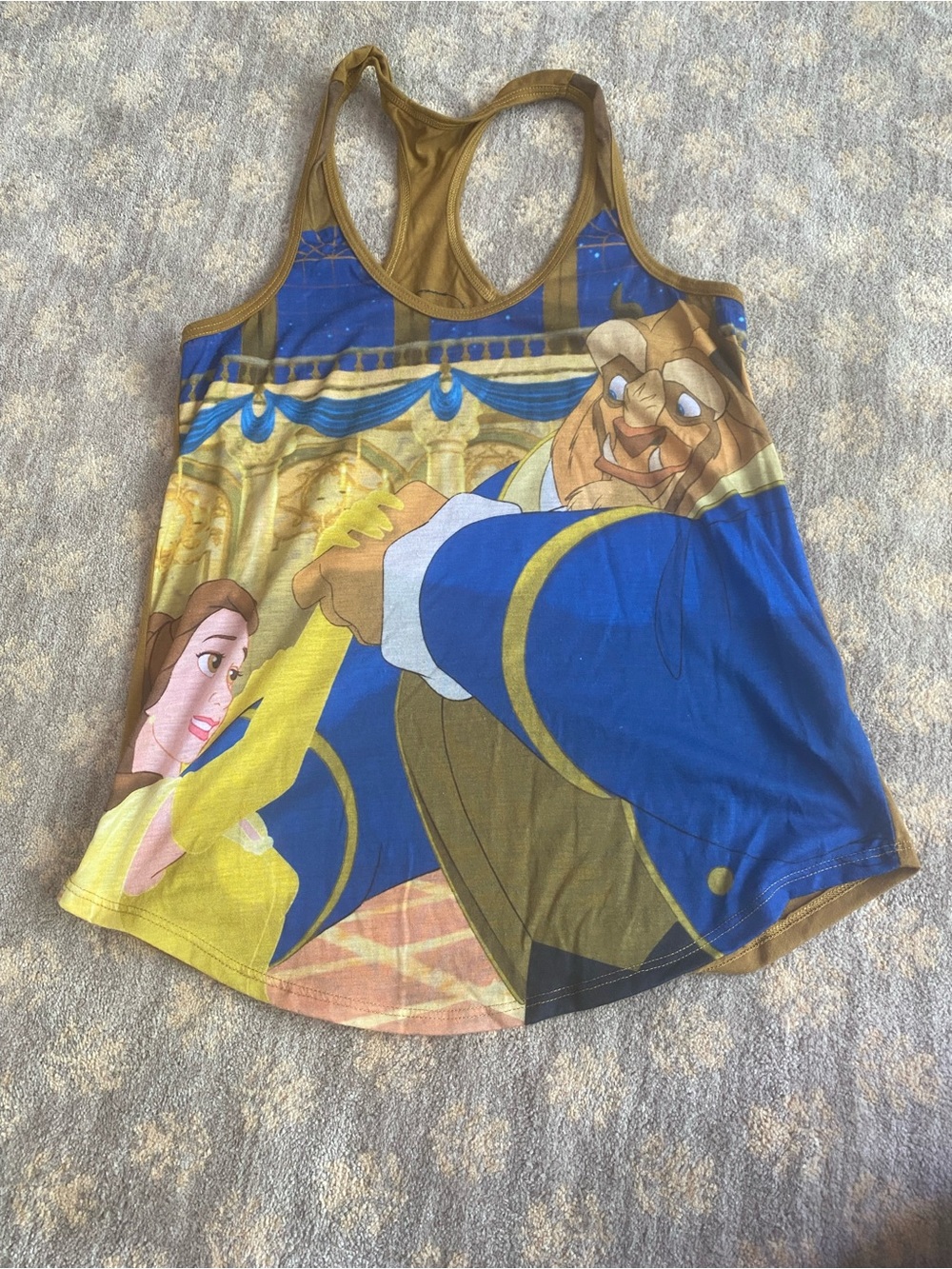 Disney Belle and Beast Blue Yellow Racerback Tank Top